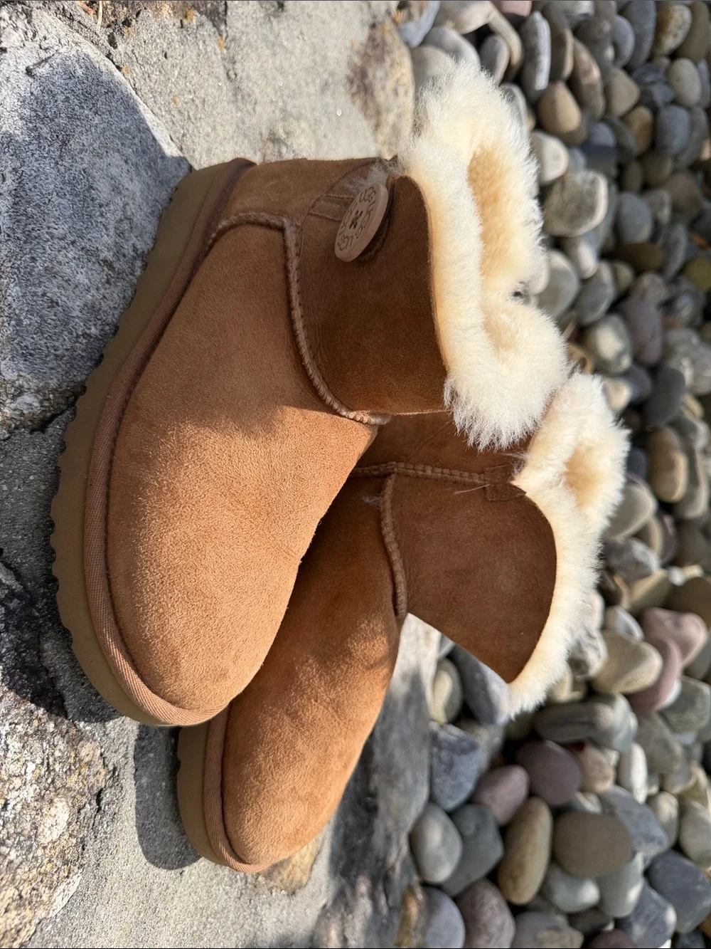 UGG Chestnut Suede Shearling Cuff Boots